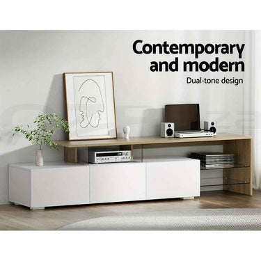 Artiss TV Unit Cabinet Entertainment Units, Wood Stand Table Cabinets Storage Shelf Organiser Cupboard Home Living Room Bedroom Furniture, with 3 Spacious Drawer High Gloss White